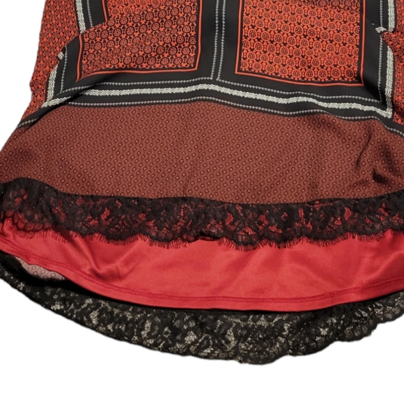 Express Size Medium Multi Pattern Red Dress - Picture 6 of 7